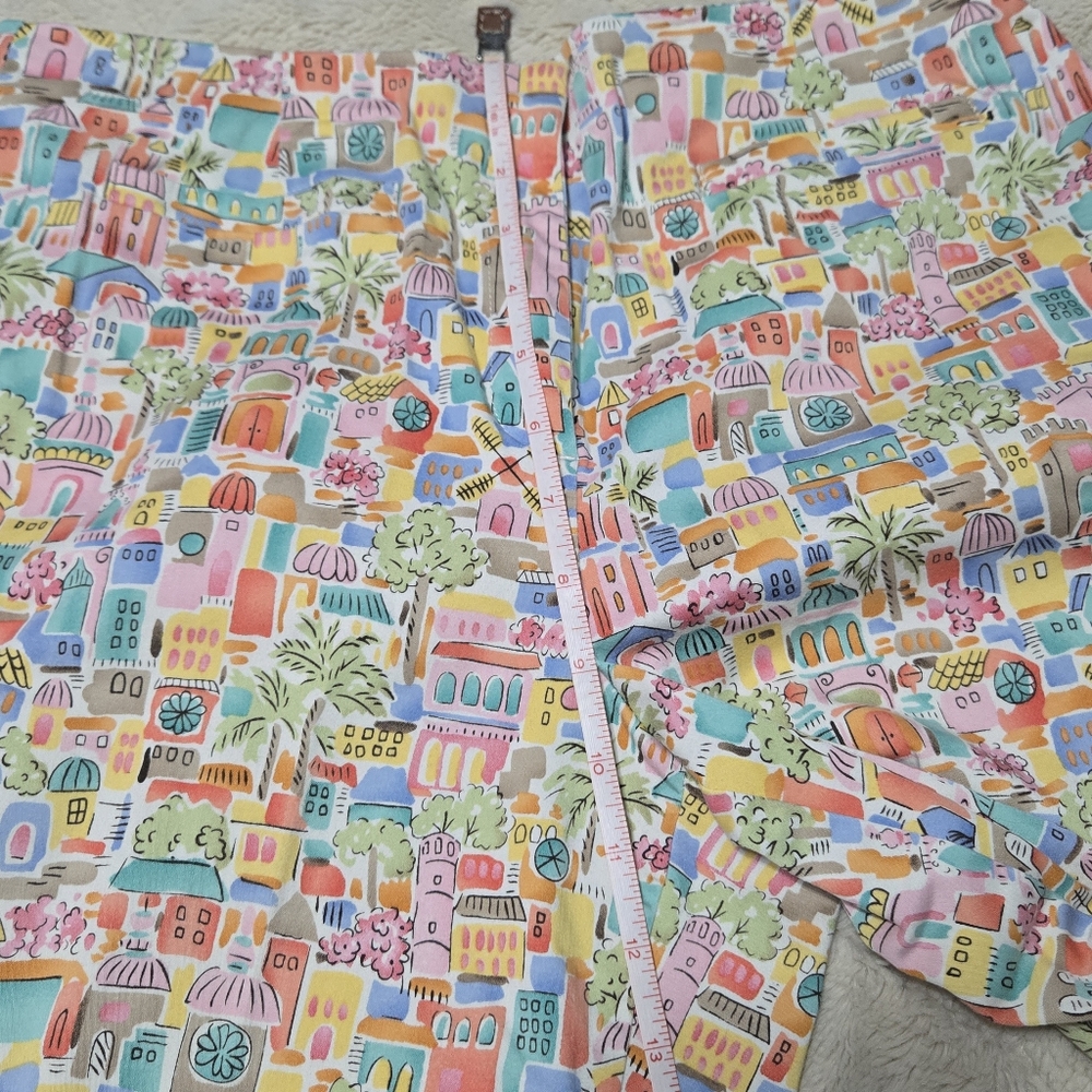 Talbots Italian Coastal Beach Print Crop Ankle Pants Stretch Colorful 10 P - Picture 13 of 16